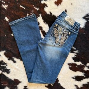 Miss Me Denim Boot Cut Jeans with Embellished Pockets